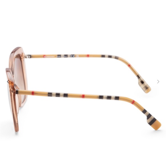 BURBERRY PEACH TRANSPARENT FRAMES WITH ICONIC VINTAGE CHECK MONOGRAM PATTERN ARM - Picture 6 of 16